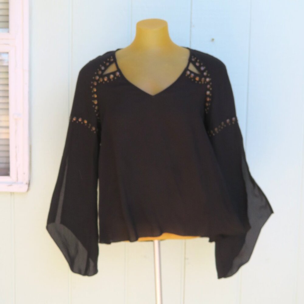 Flowy black studded top